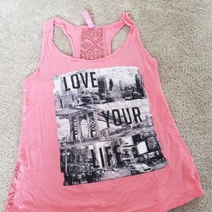Pink tank top, embroidery back